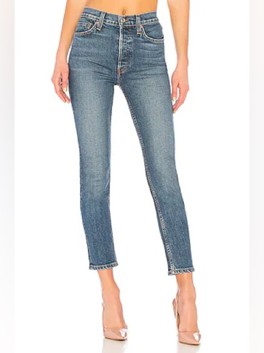 Re Done High Rise Leg Jeans Ankle Cropped   Size 24